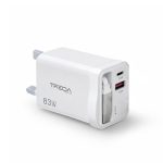 Wall Charger with Built-in Type-C Cable and USB Ports 83W GaN CH-666 White - Treqa