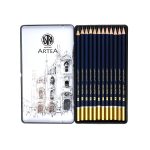 ARTEA Artistic Sketching Graphite Graded Pencils In A Tin Box, Set Of 12 Pcs. 8B – 3H - Astra