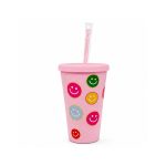 Πλαστικό Ποτήρι με Καλαμάκι 450ml – Smiley Faces