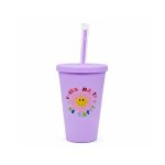 Πλαστικό Ποτήρι με Καλαμάκι 450ml – Think Happy